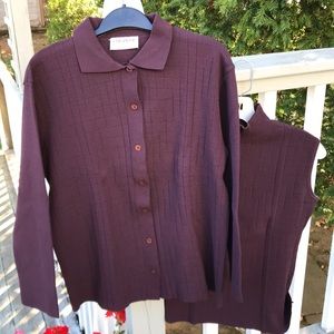 Lands' End Women's Purple Cardigan Sweater